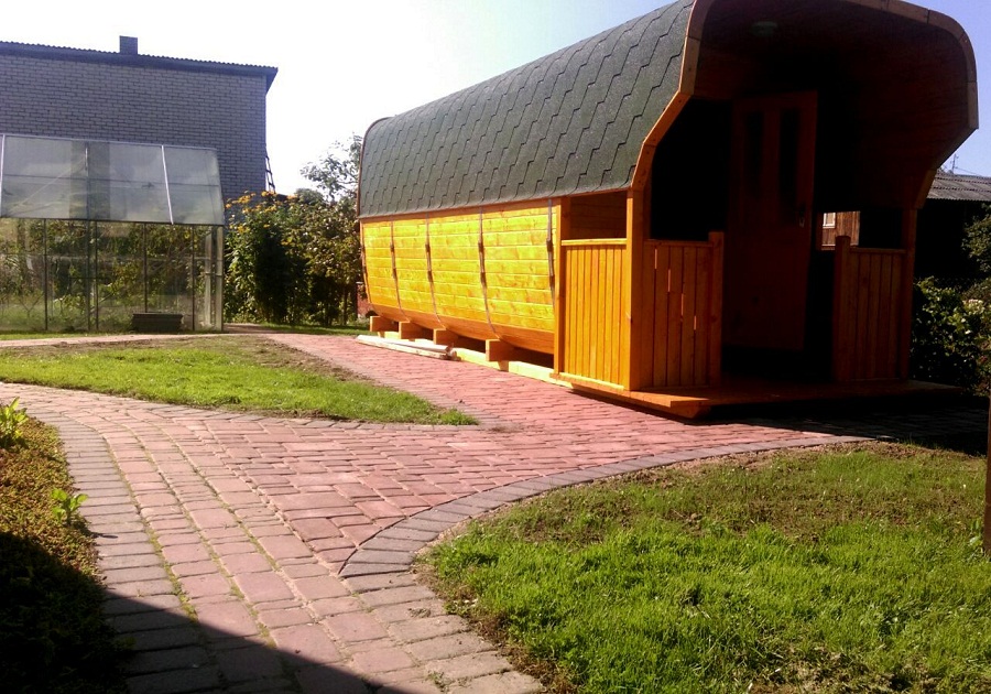 Ovālā mucveida pirts 6m ar terasi