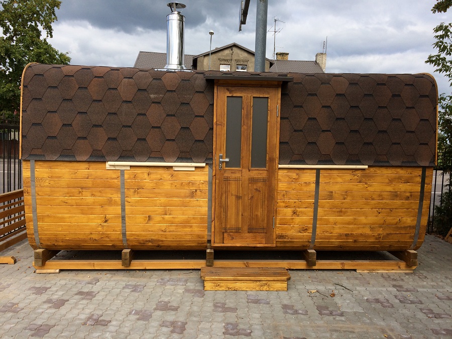 Овальная баня-бочка 5м