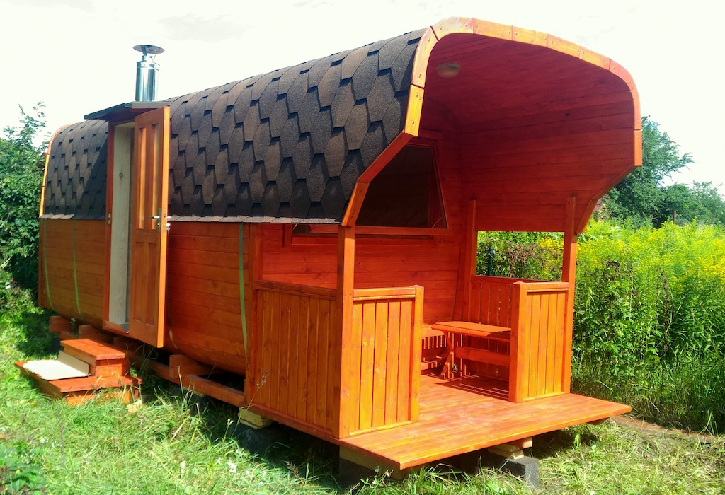 6 м баня-бочка с террасой