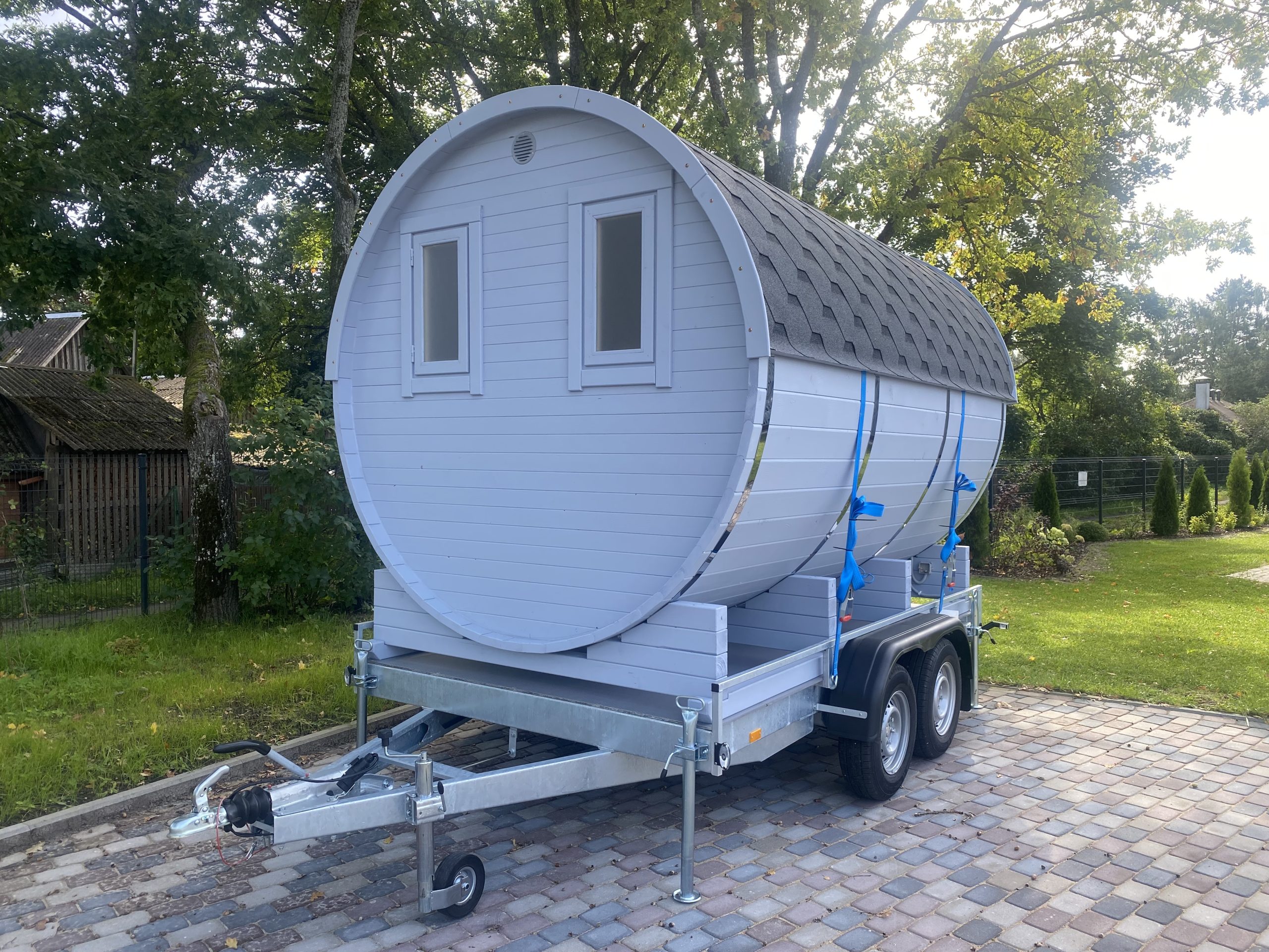 Kруглая баня-бочка 3,3 м  с прицепом