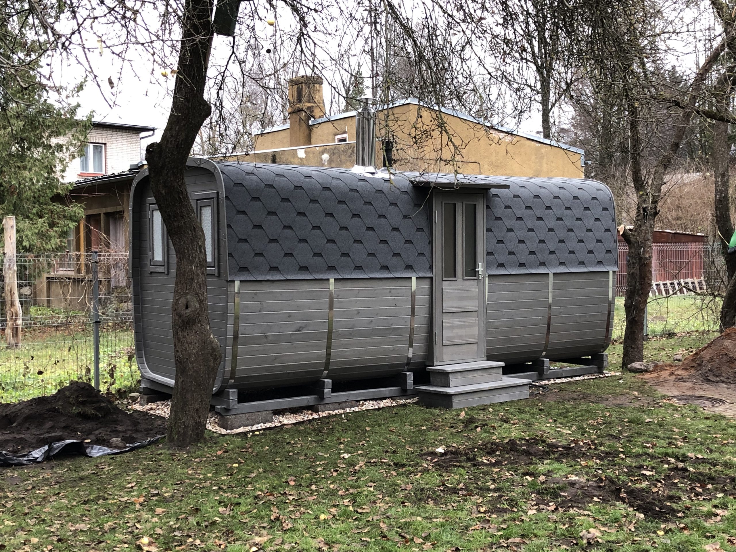 Oвальная баня-бочка 6 м + купель